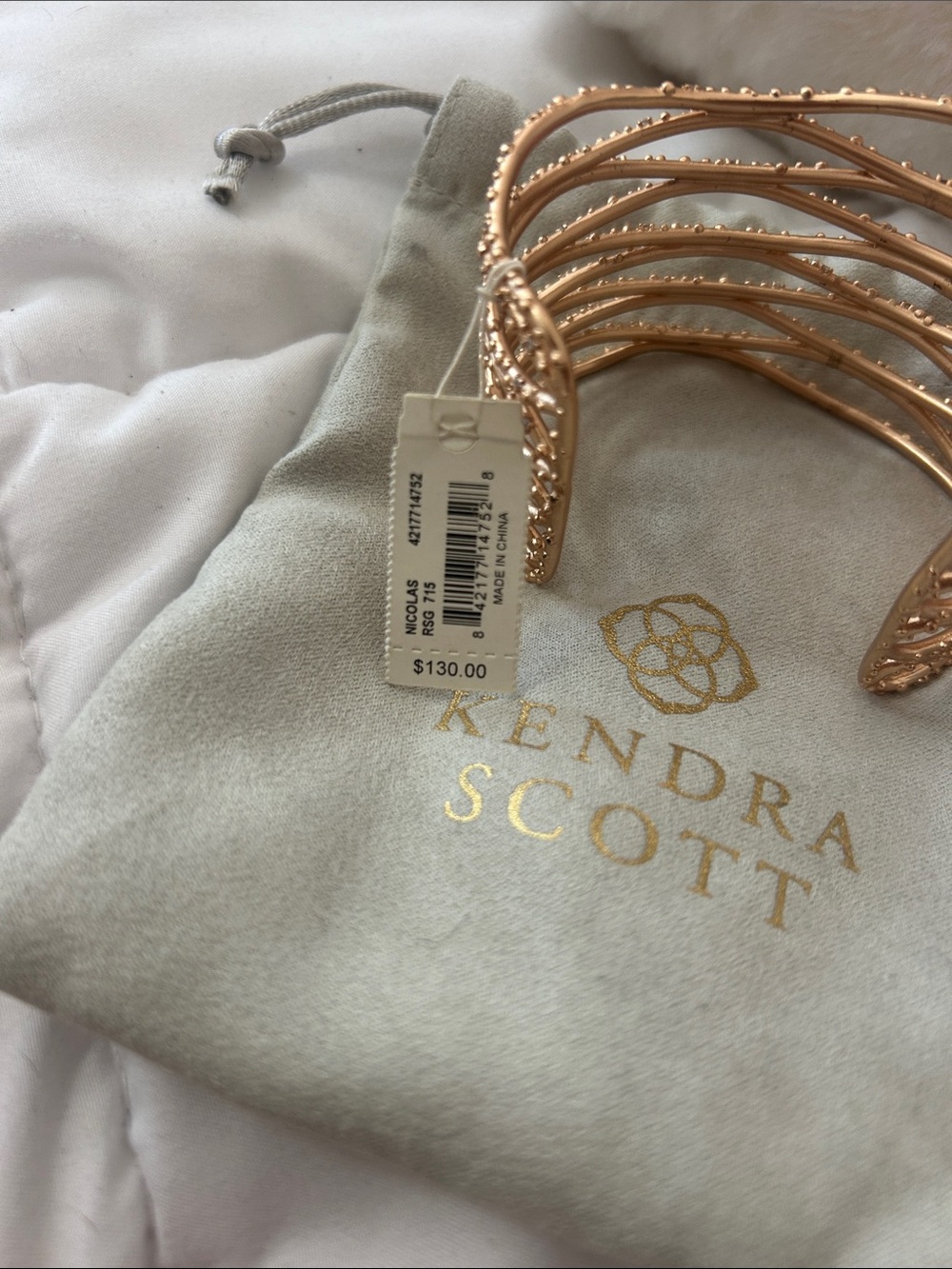 Kendra Scott Nicolais Rose Gold Crystal Cuff Bracelet | NWT - Picture 3 of 6